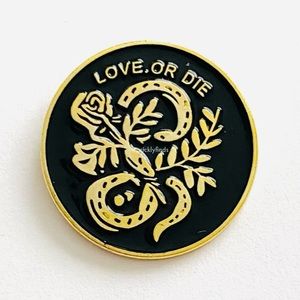 8/$40 Love Or Die Snake Rose Enamel Pin